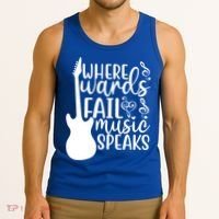 Where Words Fail Music Speaks Great Gift Musical Music Notes Musician Gift Tank Top thumb 3