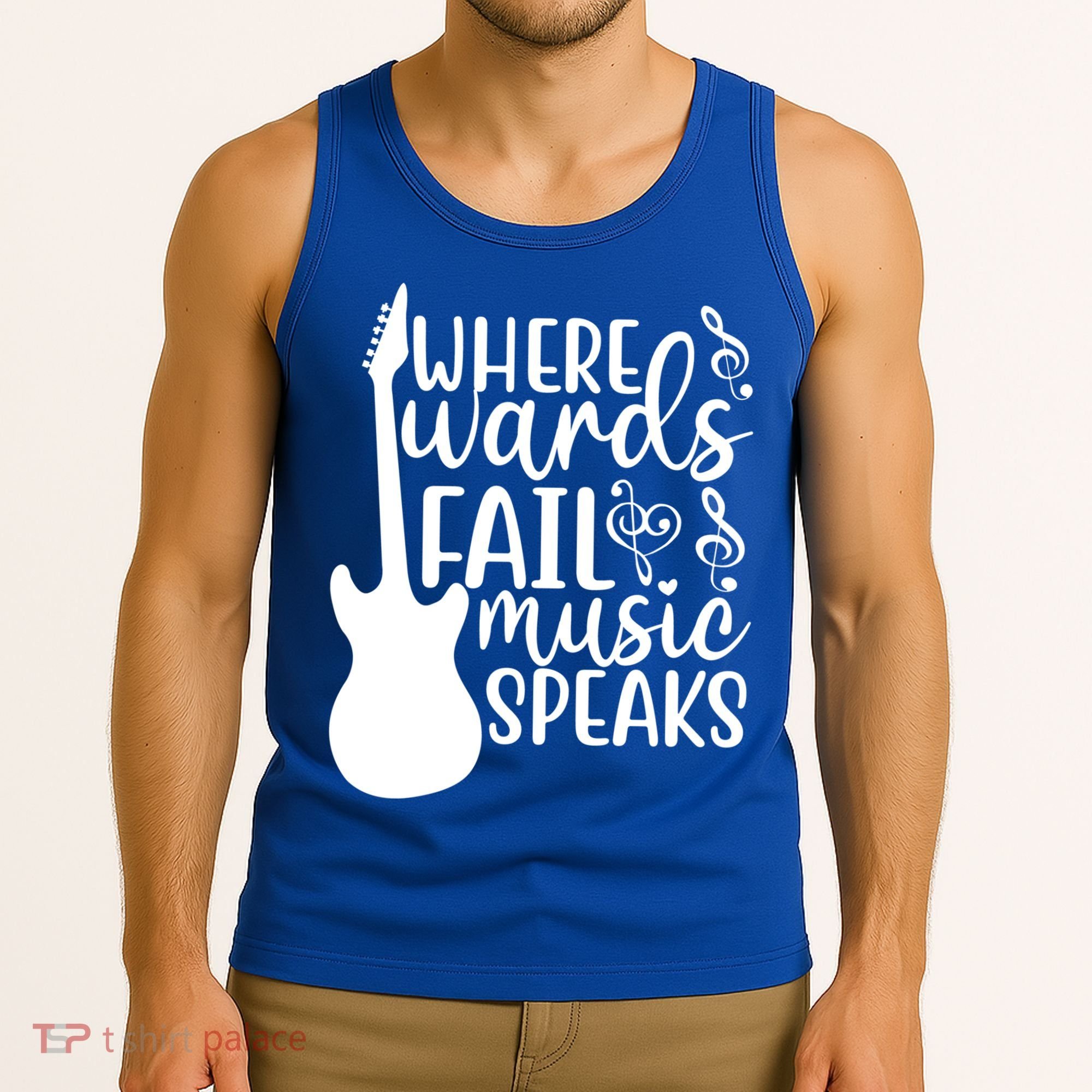 Where Words Fail Music Speaks Great Gift Musical Music Notes Musician Gift Tank Top