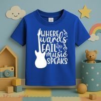 Where Words Fail Music Speaks Great Gift Musical Music Notes Musician Gift Toddler T-Shirt thumb 3