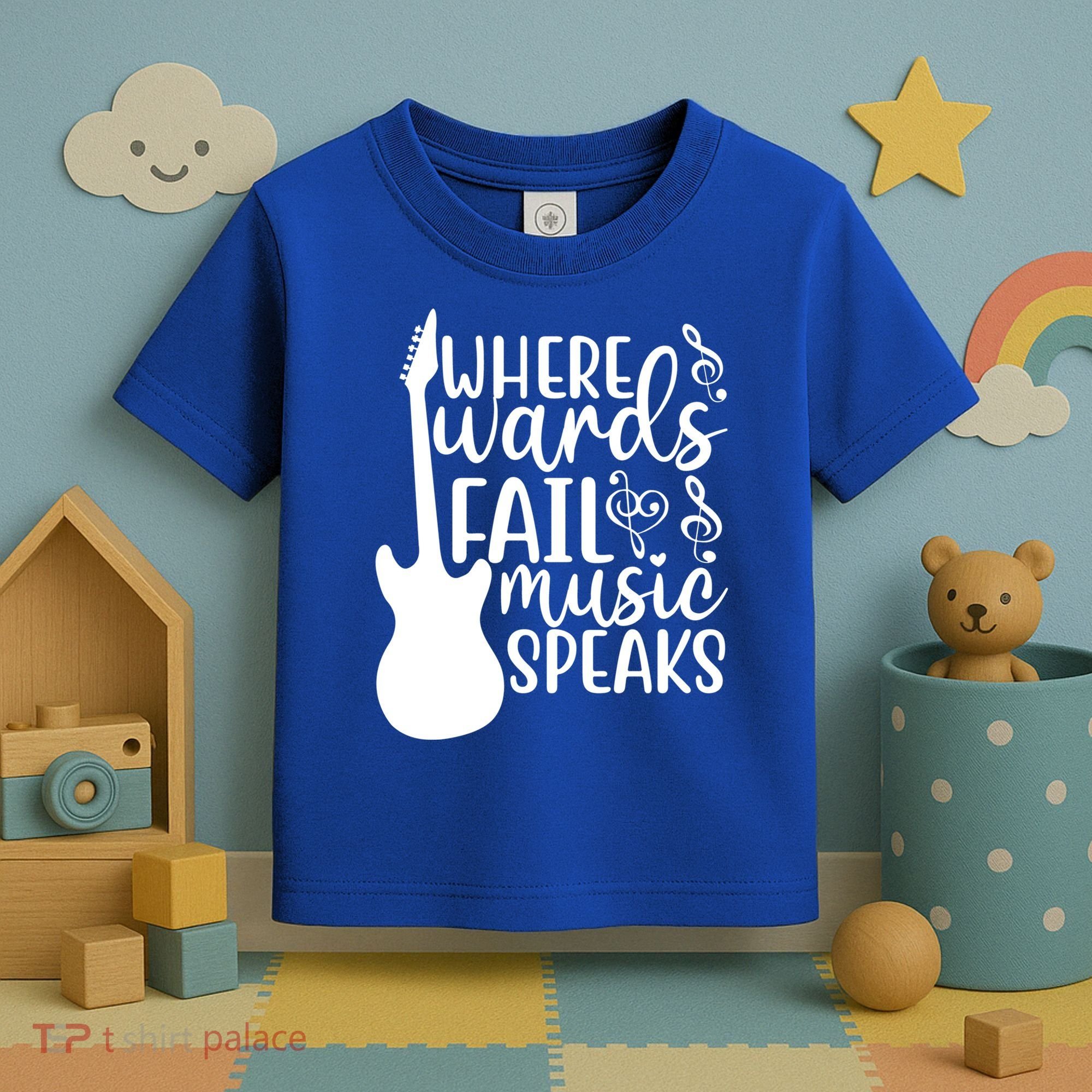 Where Words Fail Music Speaks Great Gift Musical Music Notes Musician Gift Toddler T-Shirt