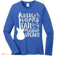 Where Words Fail Music Speaks Great Gift Musical Music Notes Musician Gift Women's Long Sleeve Shirt thumb 0