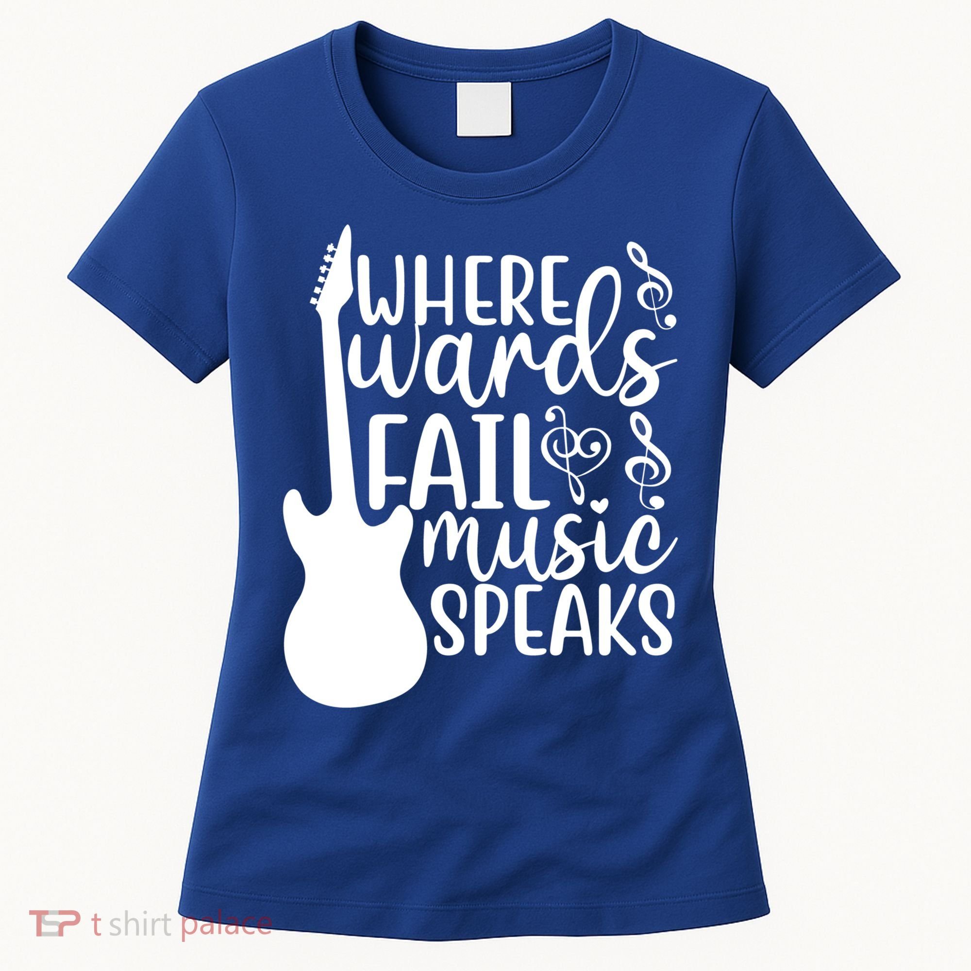 Where Words Fail Music Speaks Great Gift Musical Music Notes Musician Gift Women's T-Shirt