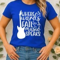Where Words Fail Music Speaks Great Gift Musical Music Notes Musician Gift Women's T-Shirt thumb 2