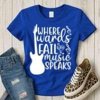 Where Words Fail Music Speaks Great Gift Musical Music Notes Musician Gift Women's T-Shirt thumb 3