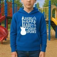 Where Words Fail Music Speaks Great Gift Musical Music Notes Musician Gift Kids Hoodie thumb 2