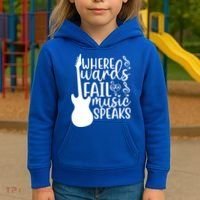 Where Words Fail Music Speaks Great Gift Musical Music Notes Musician Gift Kids Hoodie thumb 3