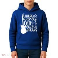 Where Words Fail Music Speaks Great Gift Musical Music Notes Musician Gift Kids Hoodie thumb 4