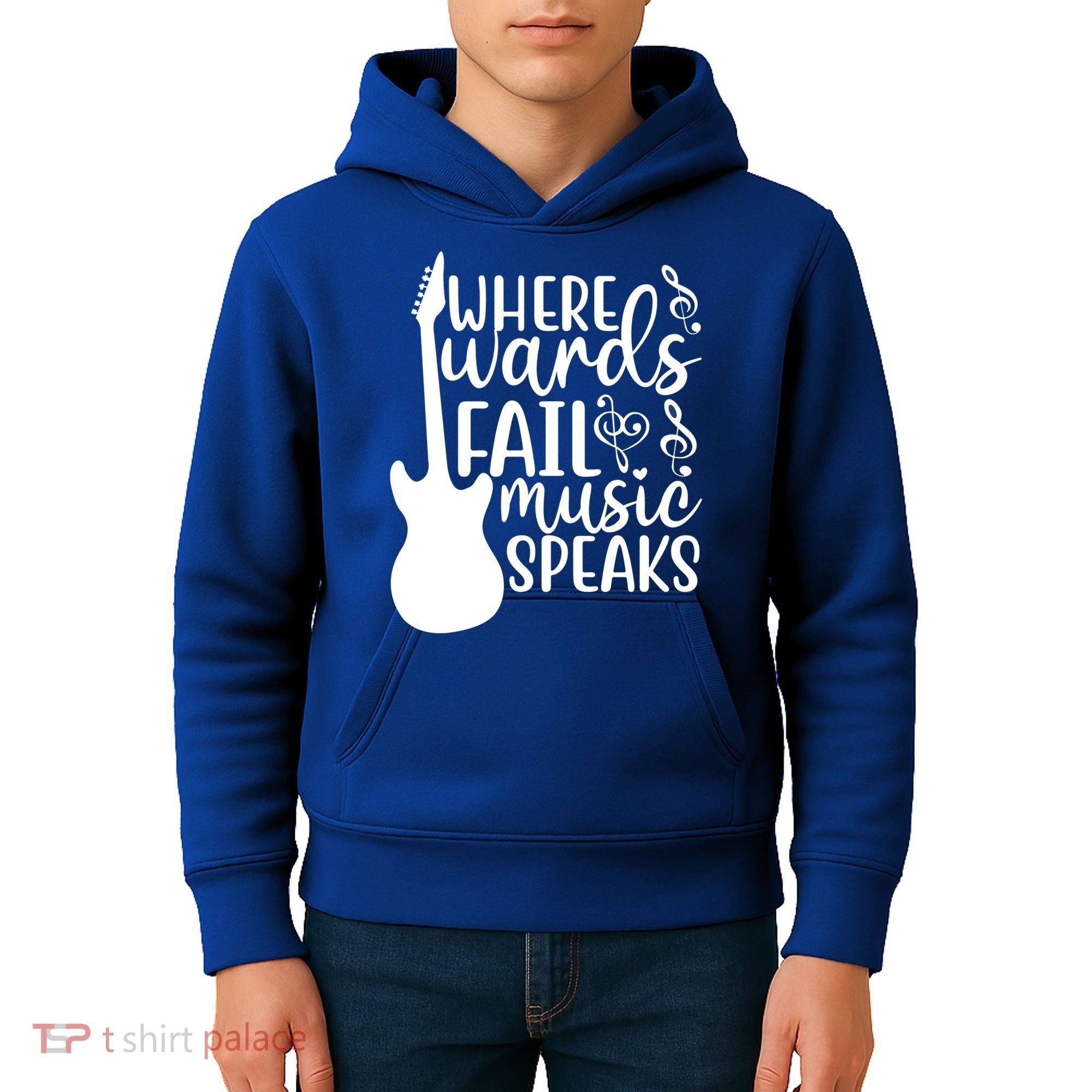 Where Words Fail Music Speaks Great Gift Musical Music Notes Musician Gift Kids Hoodie