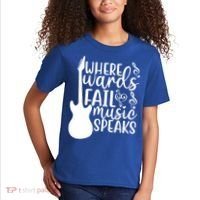 Where Words Fail Music Speaks Great Gift Musical Music Notes Musician Gift Kids T-Shirt thumb 2