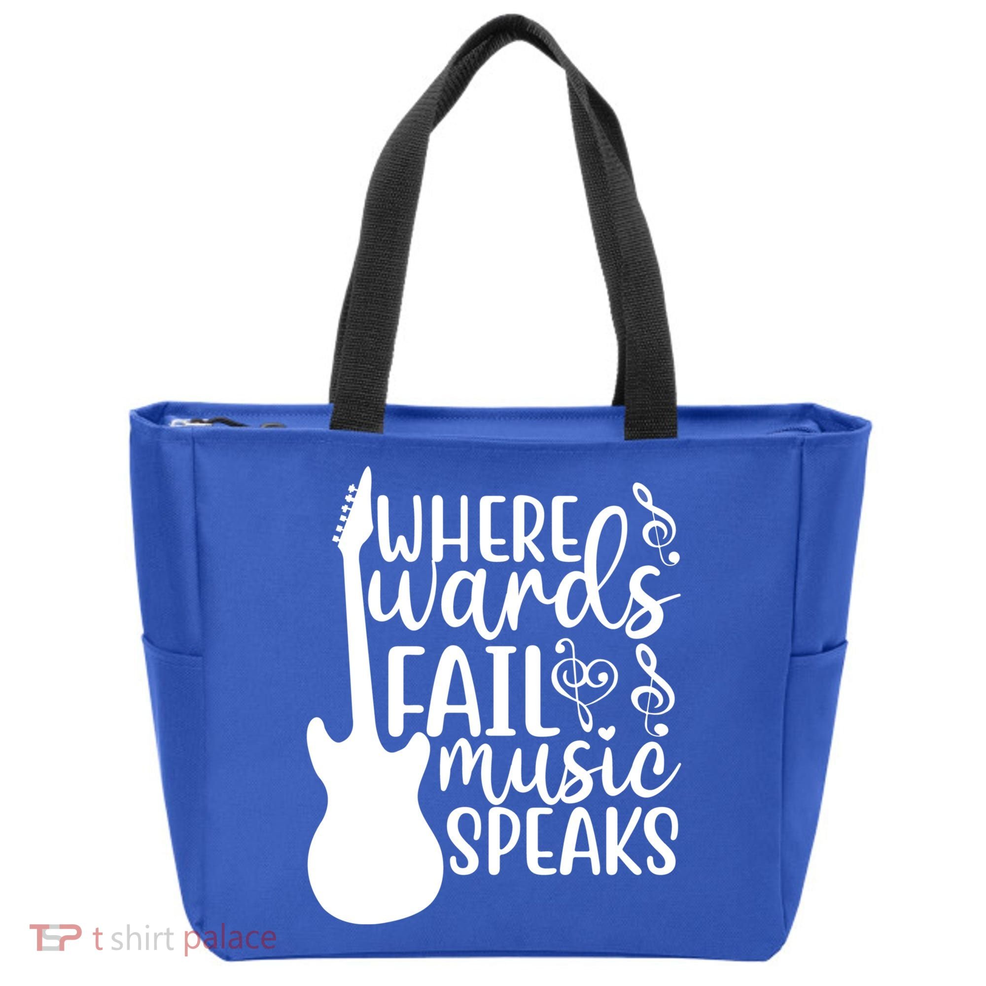 Where Words Fail Music Speaks Great Gift Musical Music Notes Musician Gift Tote Bag