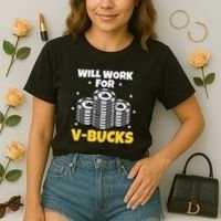 Will Work For Bucks V Gaming Gifts For Rpg Comfort Colors Boxy T-Shirt thumb 2