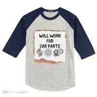Will work for car parts car enthusiast muscle car Kids Colorblock Raglan Jersey thumb 0