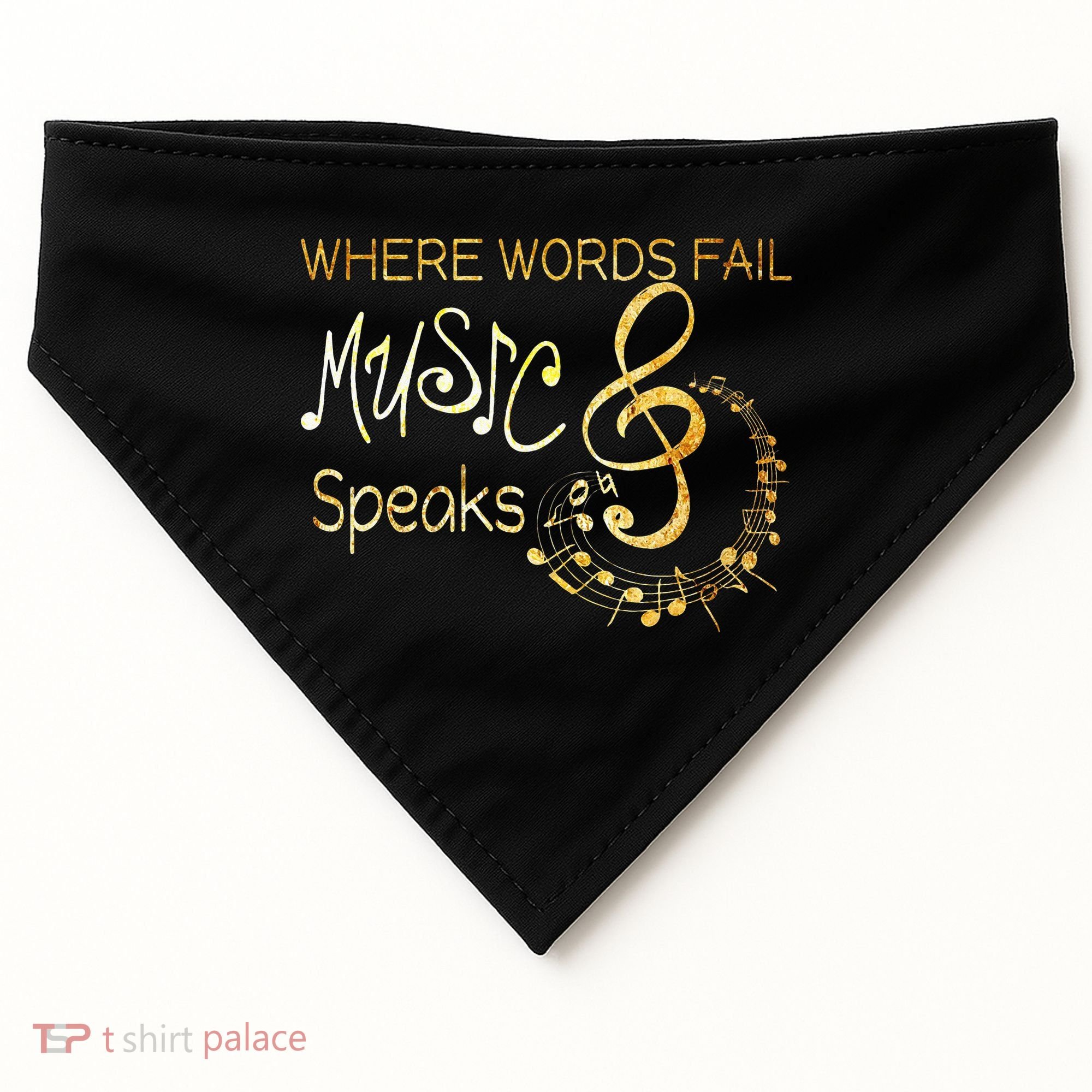 Where Words Fail Music Speaks Musical Music Notes USA-Made Doggie Bandana