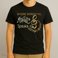 Where Words Fail Music Speaks Musical Music Notes T-Shirt thumb 3