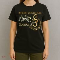 Where Words Fail Music Speaks Musical Music Notes T-Shirt thumb 4