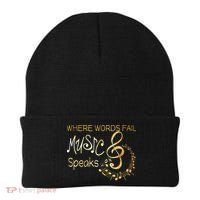 Where Words Fail Music Speaks Musical Music Notes Beanie thumb 0