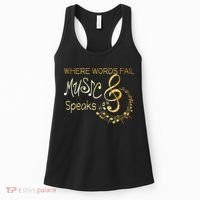 Where Words Fail Music Speaks Musical Music Notes Women's Tank Top thumb 0