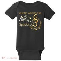 Where Words Fail Music Speaks Musical Music Notes Baby Bodysuit thumb 0
