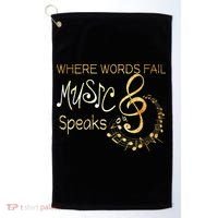 Where Words Fail Music Speaks Musical Music Notes Golf Towel thumb 0