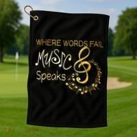 Where Words Fail Music Speaks Musical Music Notes Golf Towel thumb 1
