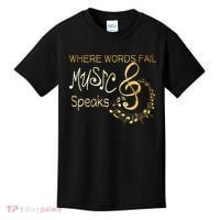 Where Words Fail Music Speaks Musical Music Notes Kids T-Shirt thumb 0