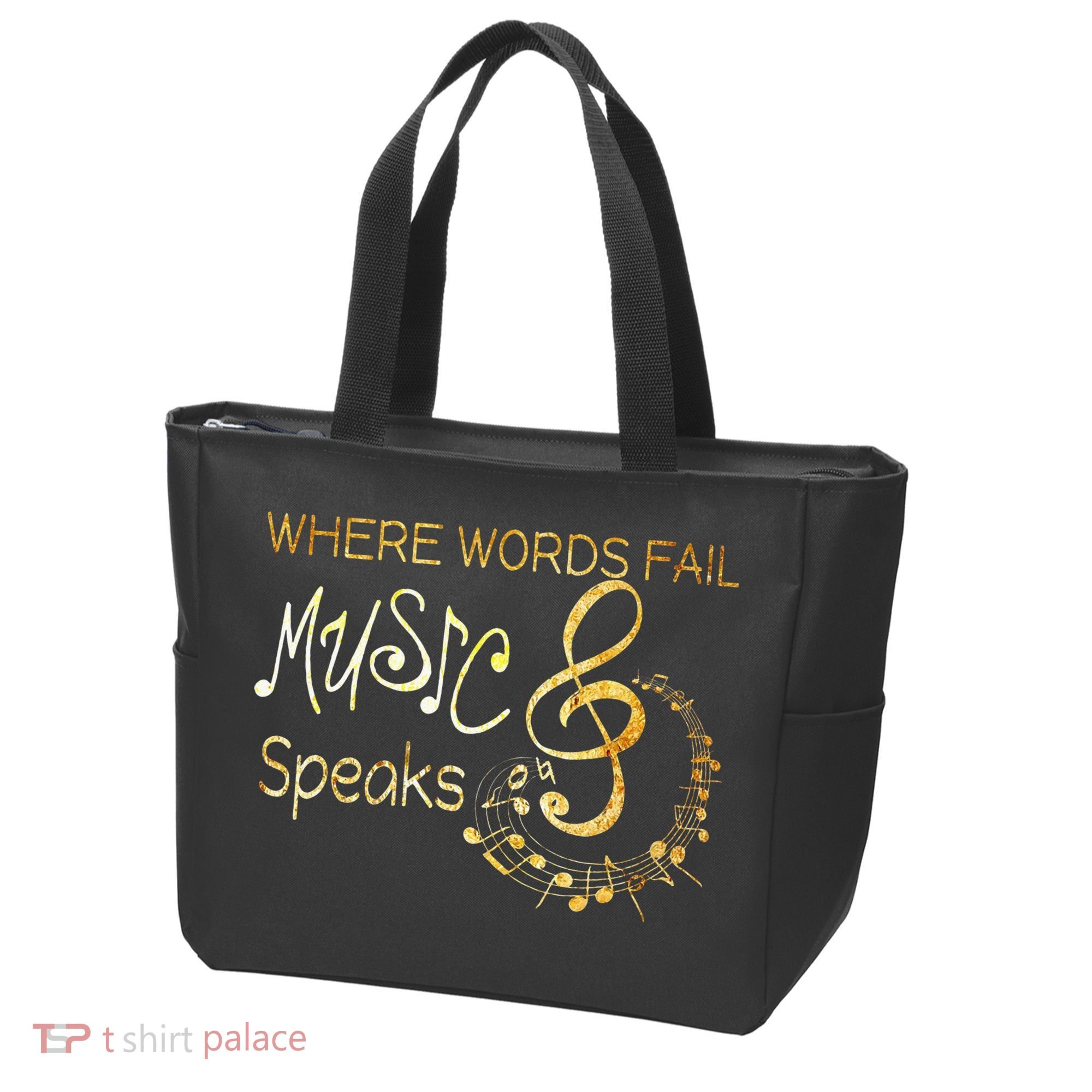 Where Words Fail Music Speaks Musical Music Notes Tote Bag