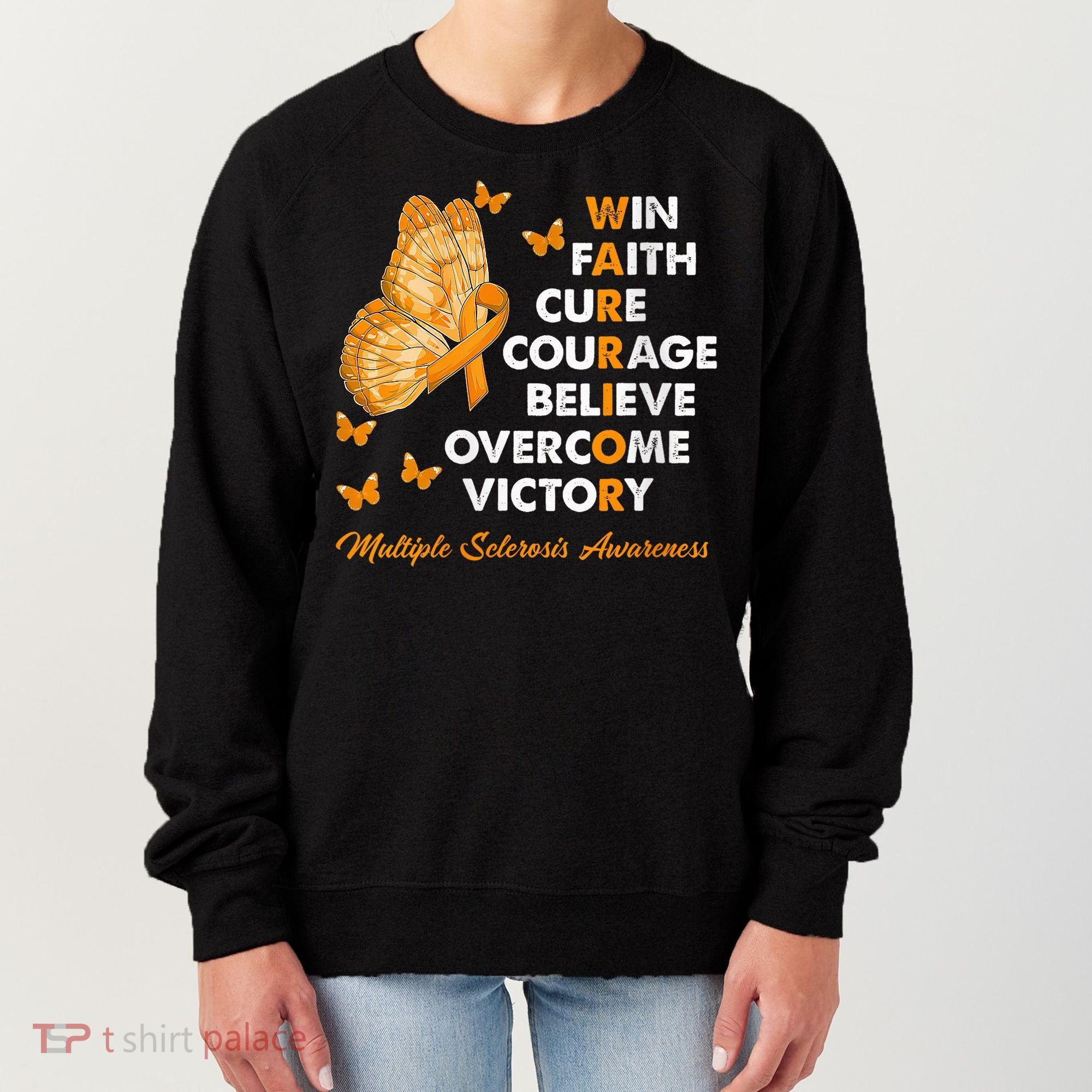 Warrior Win Faith Cure Ribbon Multiple Sclerosis Awareness Women's Sweatshirt