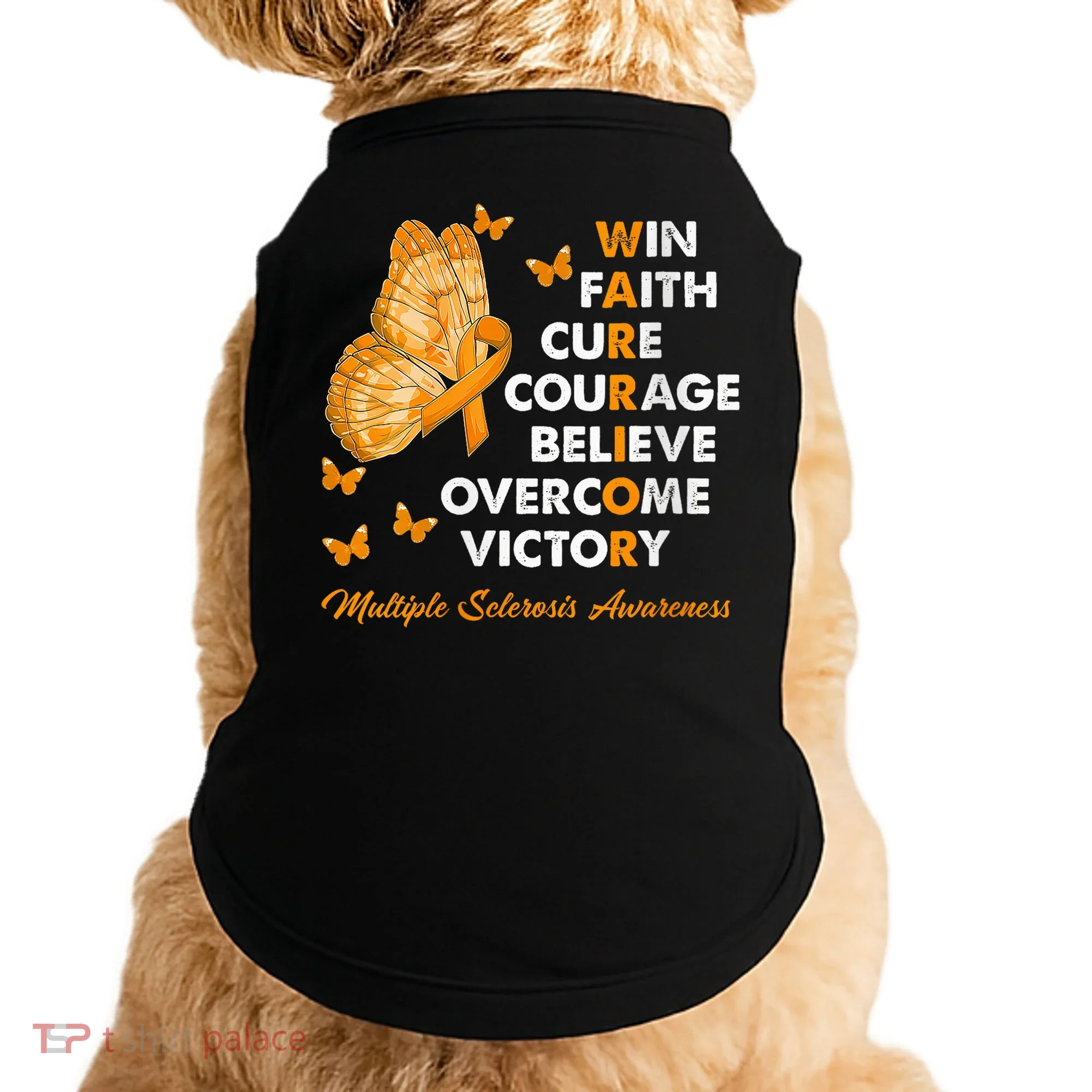 Warrior Win Faith Cure Ribbon Multiple Sclerosis Awareness Doggie Tank