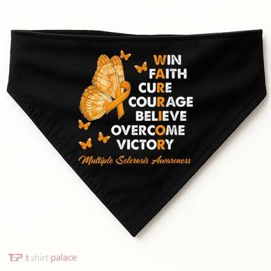 Warrior Win Faith Cure Ribbon Multiple Sclerosis Awareness USA-Made Doggie Bandana