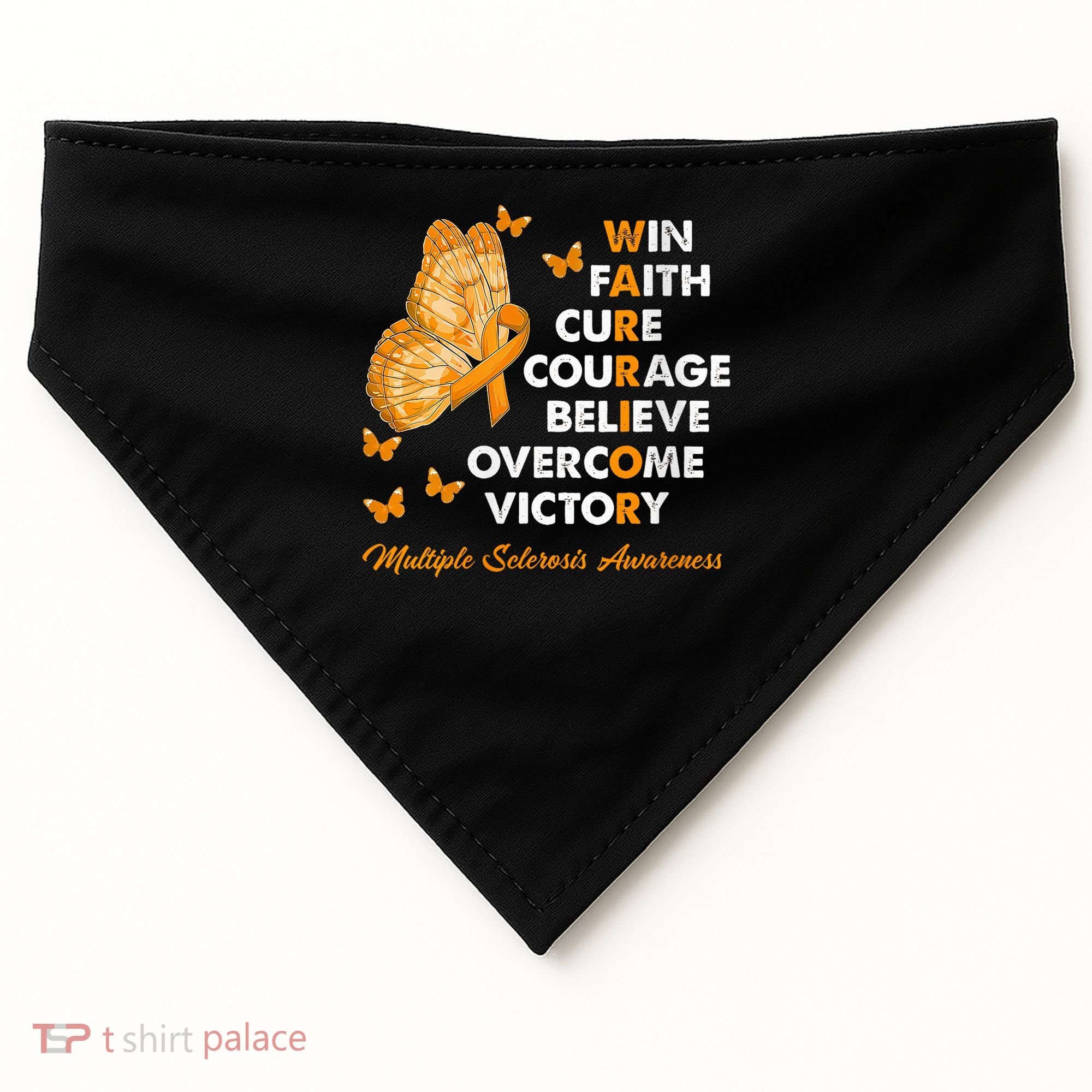 Warrior Win Faith Cure Ribbon Multiple Sclerosis Awareness USA-Made Doggie Bandana