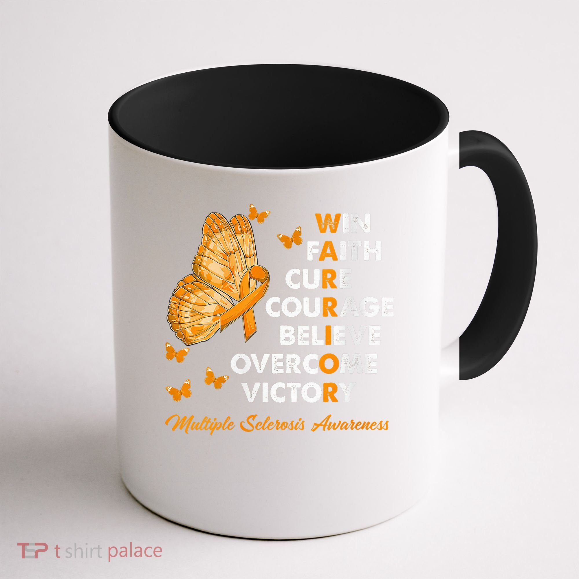 Warrior Win Faith Cure Ribbon Multiple Sclerosis Awareness Coffee Mug