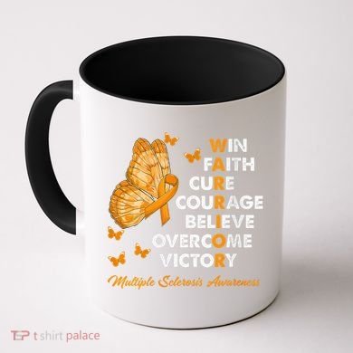 Warrior Win Faith Cure Ribbon Multiple Sclerosis Awareness Coffee Mug