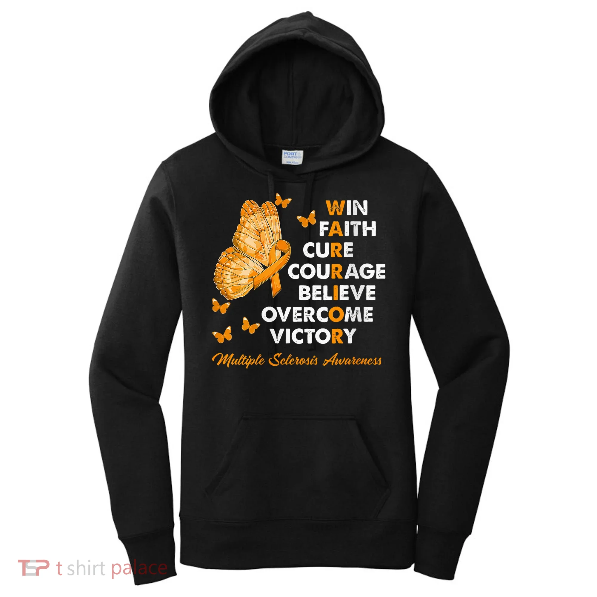 Warrior Win Faith Cure Ribbon Multiple Sclerosis Awareness Women's Hoodie