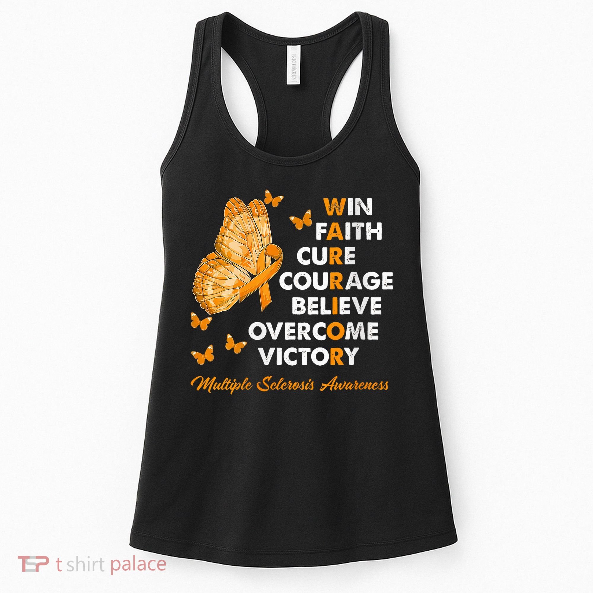 Warrior Win Faith Cure Ribbon Multiple Sclerosis Awareness Women's Tank Top