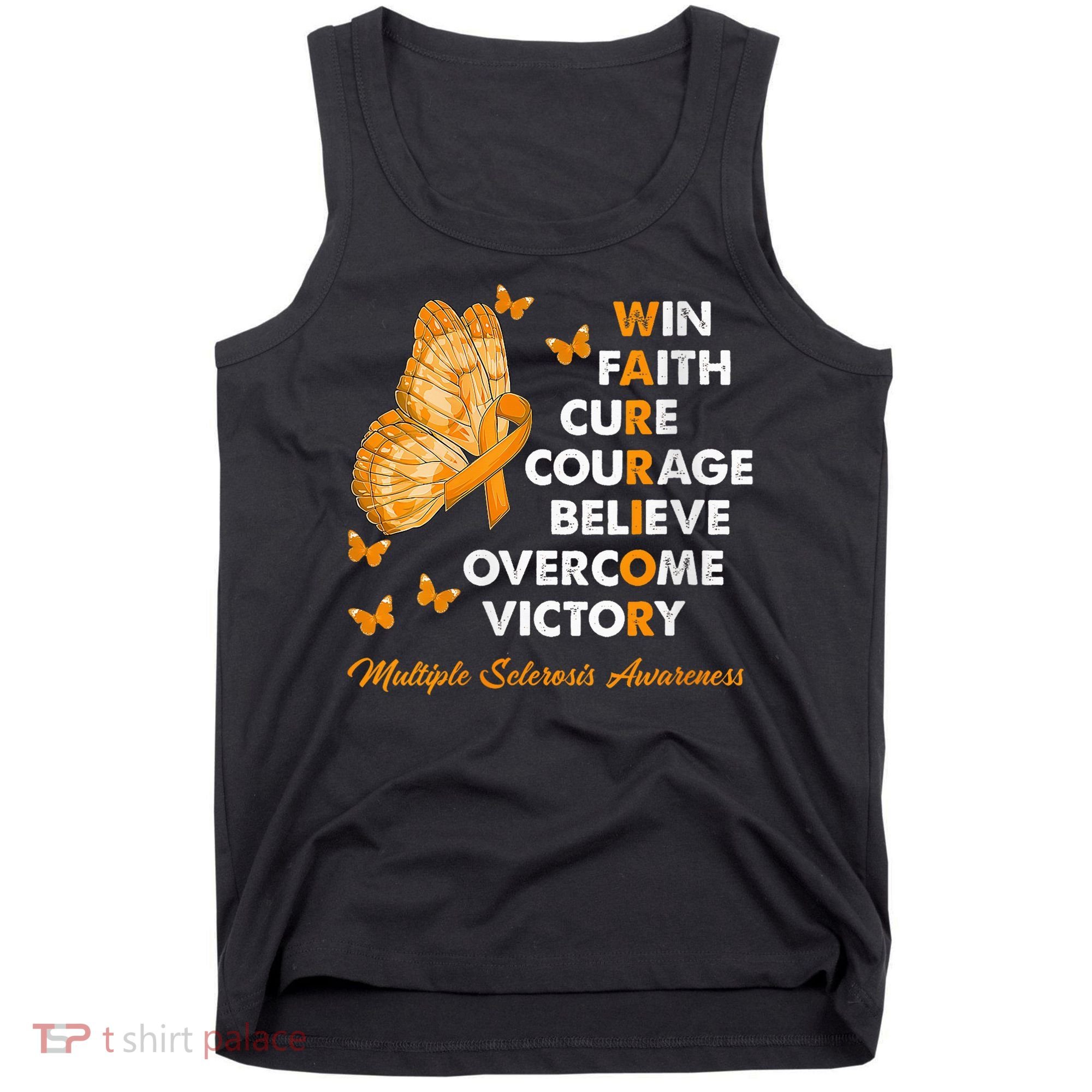 Warrior Win Faith Cure Ribbon Multiple Sclerosis Awareness Tank Top