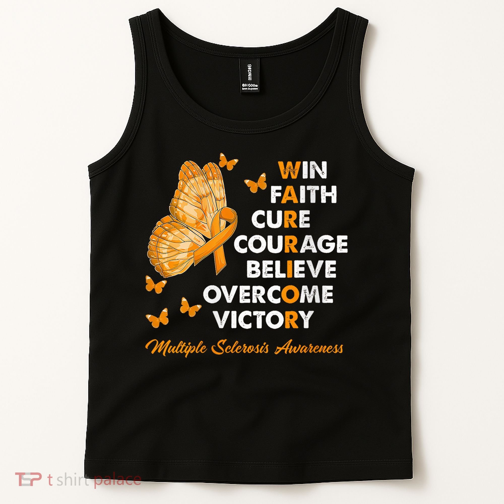 Warrior Win Faith Cure Ribbon Multiple Sclerosis Awareness Tank Top