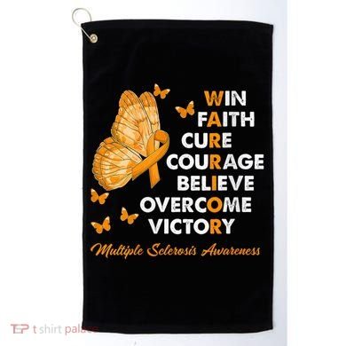 Warrior Win Faith Cure Ribbon Multiple Sclerosis Awareness Golf Towel