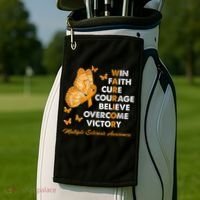 Warrior Win Faith Cure Ribbon Multiple Sclerosis Awareness Golf Towel thumb 2
