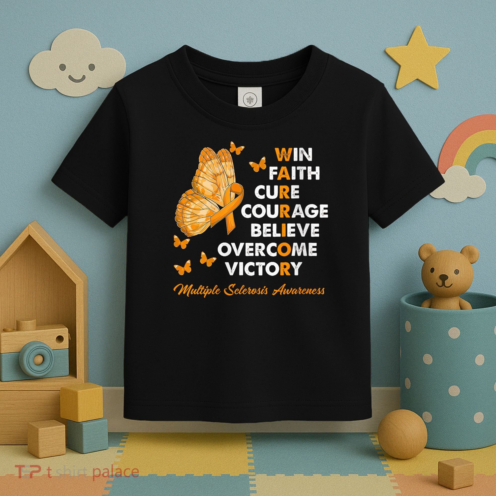 Warrior Win Faith Cure Ribbon Multiple Sclerosis Awareness Toddler T-Shirt