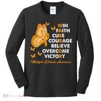 Warrior Win Faith Cure Ribbon Multiple Sclerosis Awareness Kids Long Sleeve Shirt thumb 0
