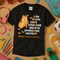 Warrior Win Faith Cure Ribbon Multiple Sclerosis Awareness Kids T-Shirt thumb 3