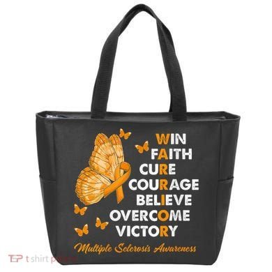 Warrior Win Faith Cure Ribbon Multiple Sclerosis Awareness Tote Bag