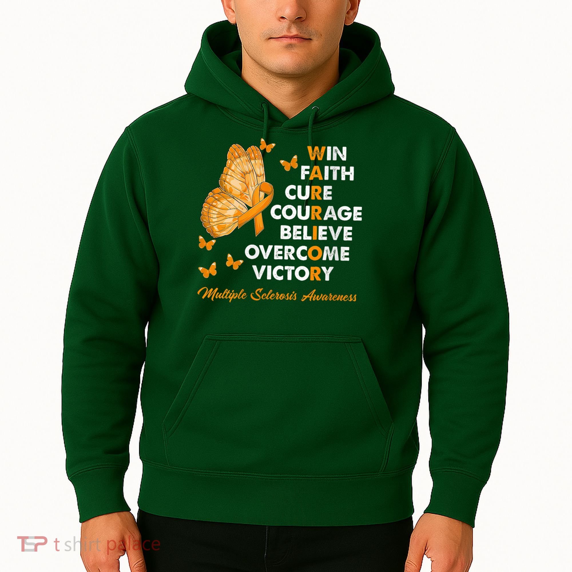 Warrior Win Faith Cure Ribbon Multiple Sclerosis Awareness Hoodie