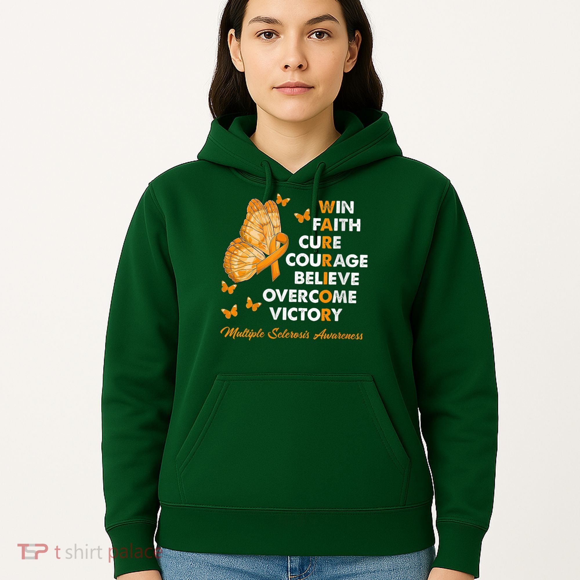 Warrior Win Faith Cure Ribbon Multiple Sclerosis Awareness Hoodie