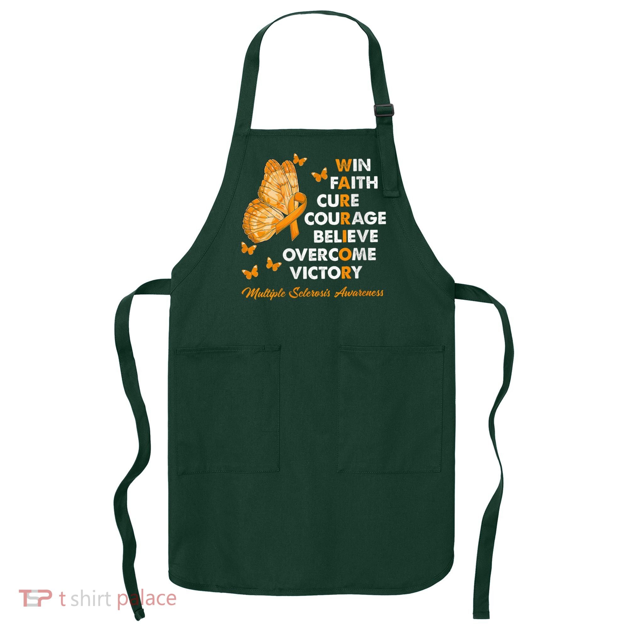 Warrior Win Faith Cure Ribbon Multiple Sclerosis Awareness Apron