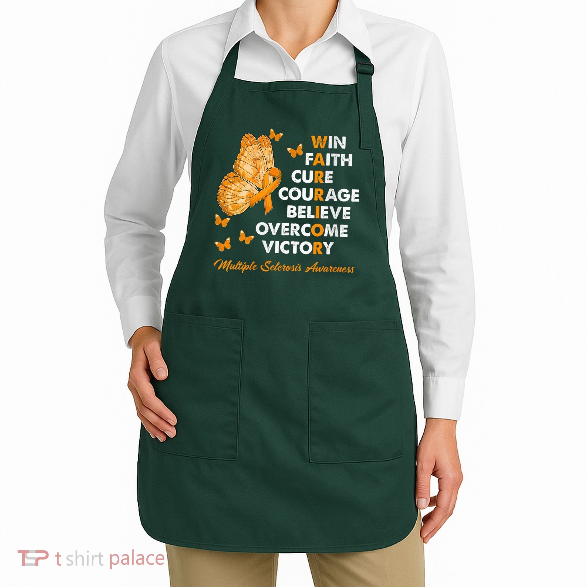 Warrior Win Faith Cure Ribbon Multiple Sclerosis Awareness Apron