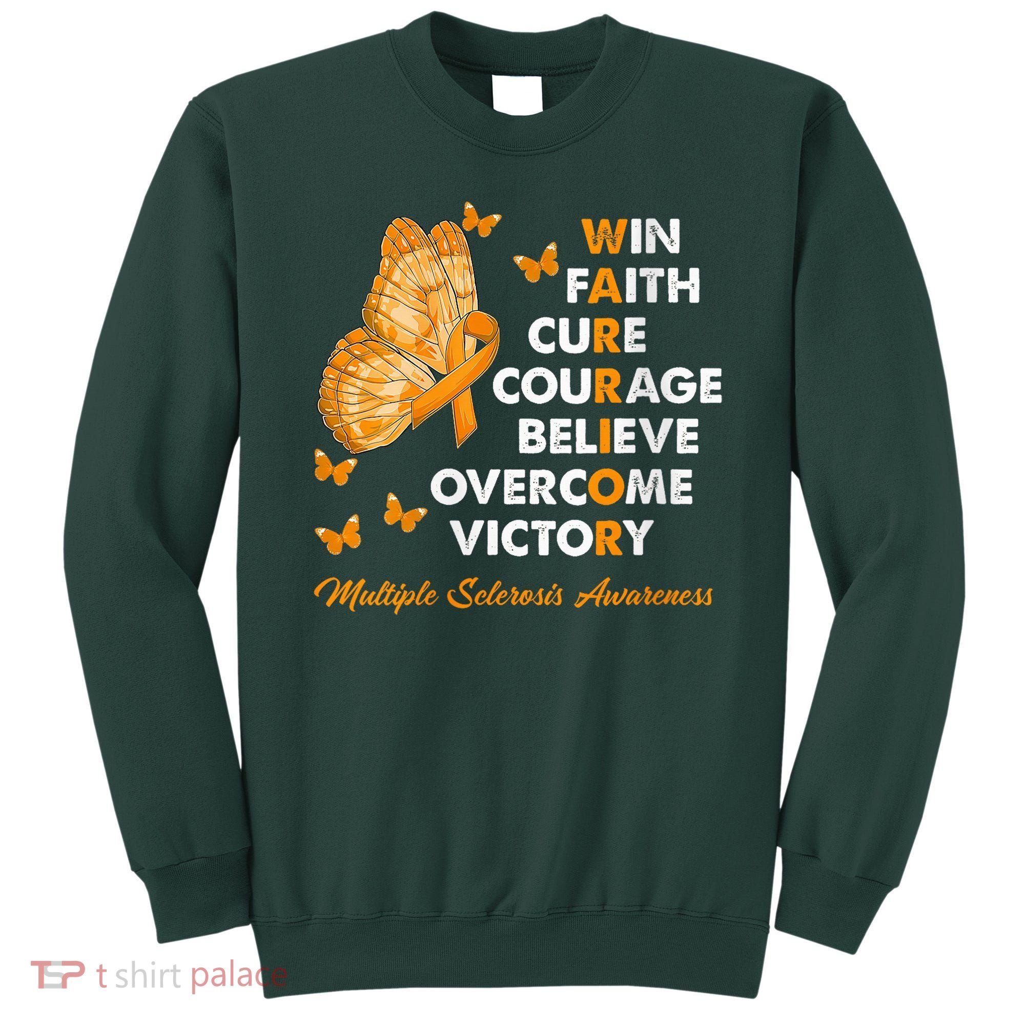 Warrior Win Faith Cure Ribbon Multiple Sclerosis Awareness Sweatshirt