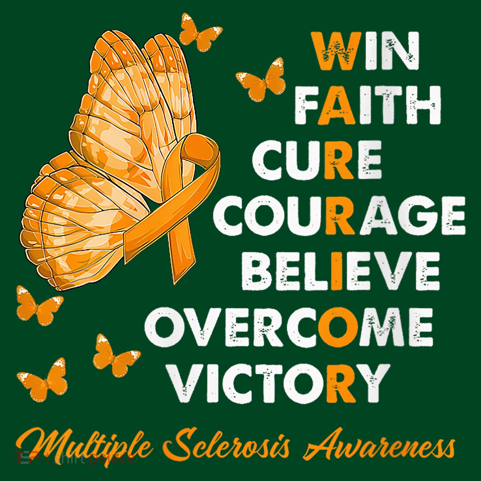 Warrior Win Faith Cure Ribbon Multiple Sclerosis Awareness Sweatshirt