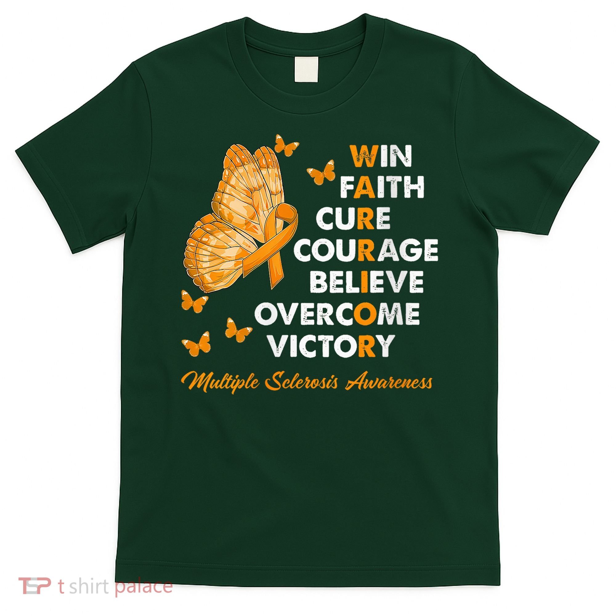 Warrior Win Faith Cure Ribbon Multiple Sclerosis Awareness T-Shirt