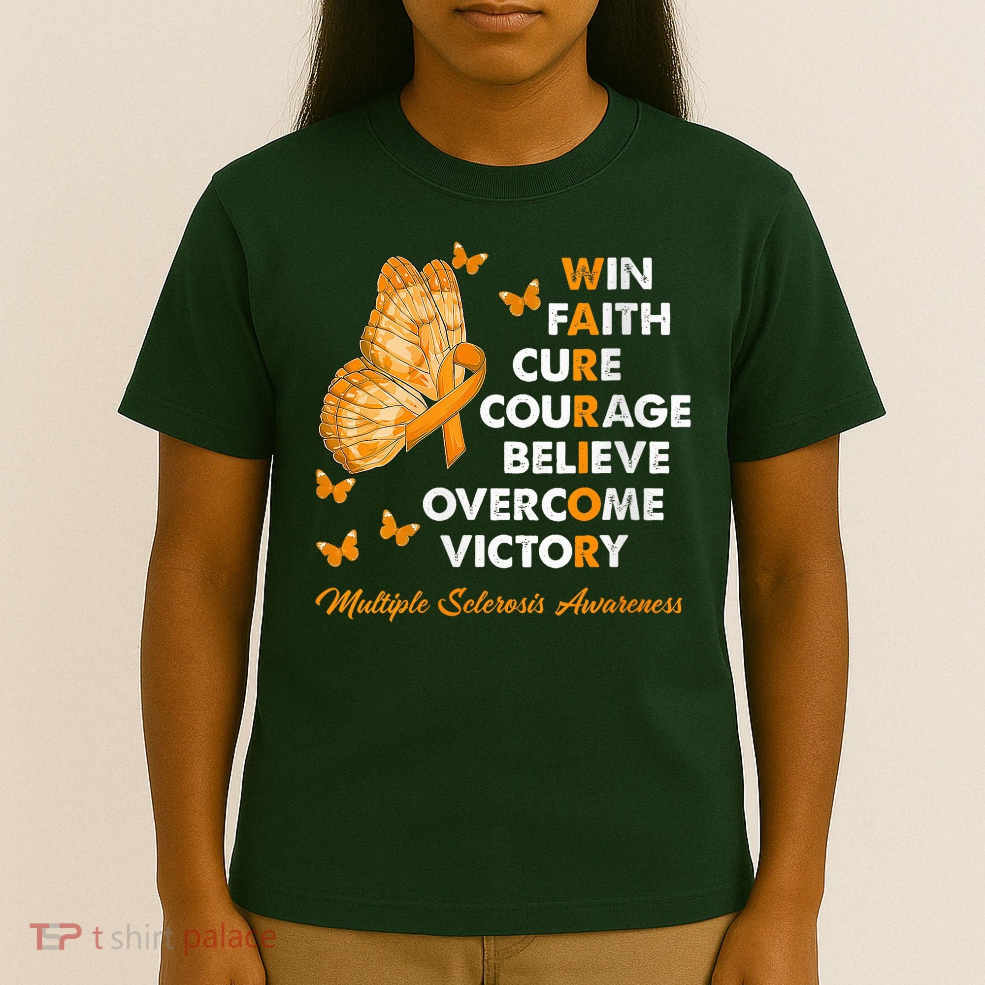 Warrior Win Faith Cure Ribbon Multiple Sclerosis Awareness T-Shirt